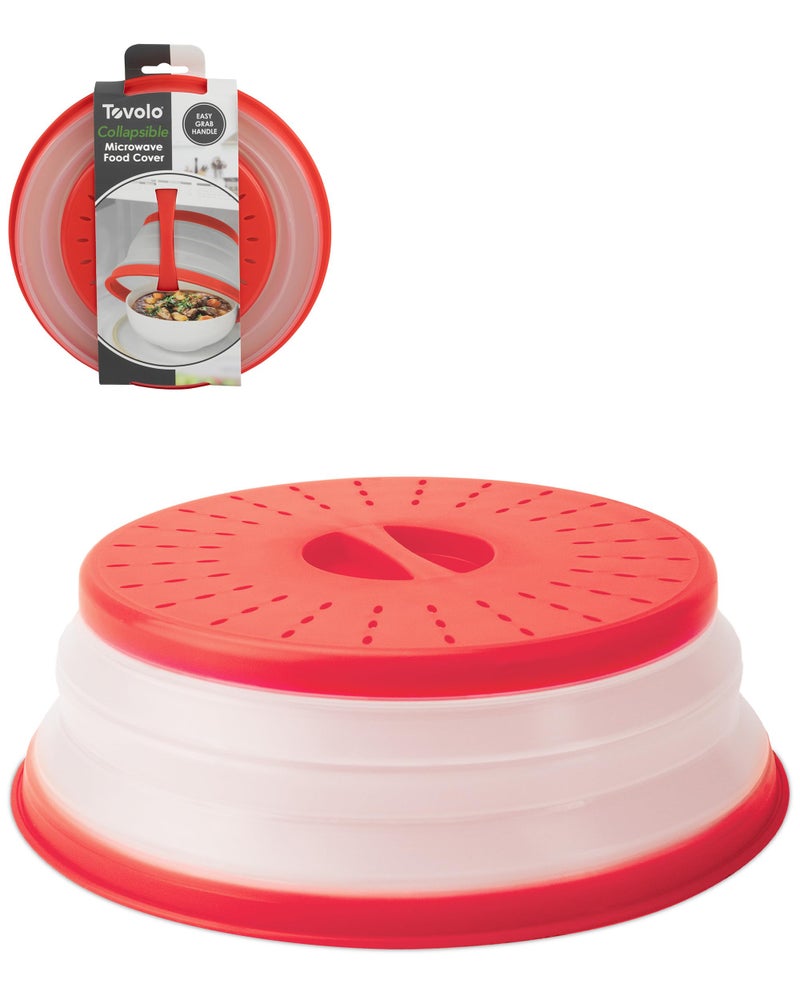 Tovolo Microwave Splatter Cover for Food Medium Candy Apple Red  Collapsible  Vented Silicone Splatter Guard Lid  Microwave Plate  Dish Cover with Handle  BPAFree Kitchen Gadget for Meal Prep