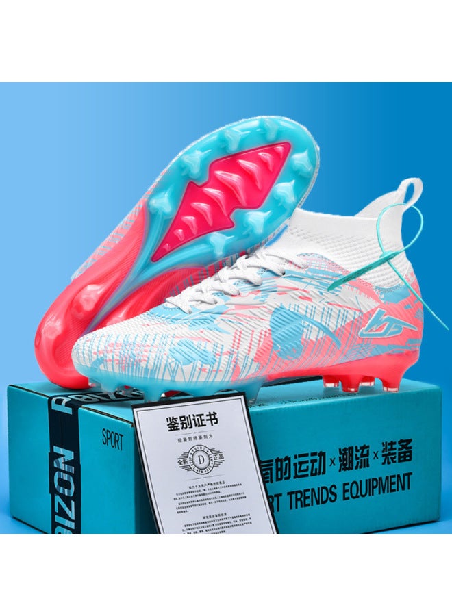 2025 Pink Long Nails High-top Football Shoes Tf Broken Nail Artificial Ping Ag Nail Leather Foot Training Shoes For Boys And Girls Children And Teenagers