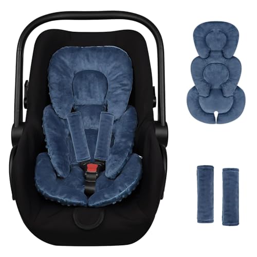 GFU Infant Car Seat Insert Head and Body Support GFU Reversible Newborn Insert for Carseat with Strap Pads Soft Stroller Cushion Pillow Insert for Boys and Girls Fits for Stroller Swing Blue - Image 1