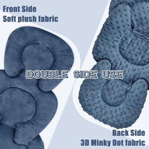 GFU Infant Car Seat Insert Head and Body Support GFU Reversible Newborn Insert for Carseat with Strap Pads Soft Stroller Cushion Pillow Insert for Boys and Girls Fits for Stroller Swing Blue - Image 3