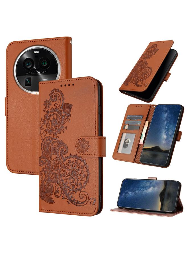 اس-توب جراب لهاتف OPPO Find X6 Pro، جراب هاتف جلدي قابل للطي منقوش بزهرة الداتورة - Image 1