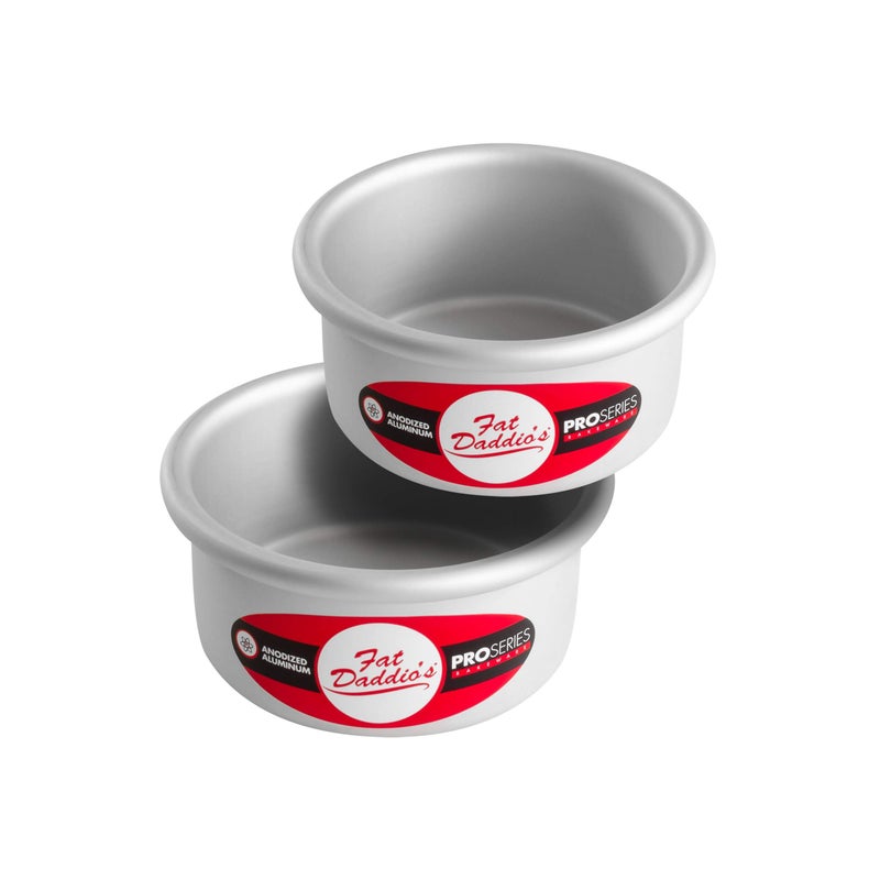 Fat Daddio's Anodized Aluminum Round Cake Pans, 2 Piece Set, 4 x 2 Inch - Image 1