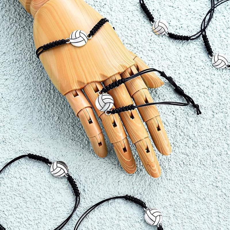 Jadive 20 Pcs Volleyball Charm Bracelets Adjustable Volleyball Player Graduation Gifts Bulk Volleyball Braided Friendship Bracelet Sport Souvenir for Girls Boys Teens Team Players - Image 3