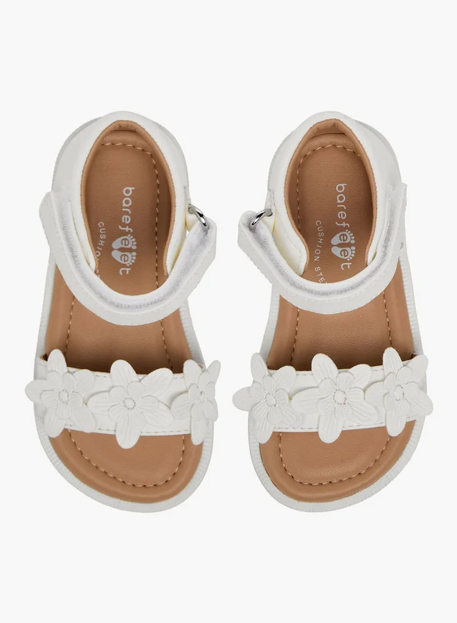 Barefeet Gilrs Floral Accent Hook & Loop Sandals