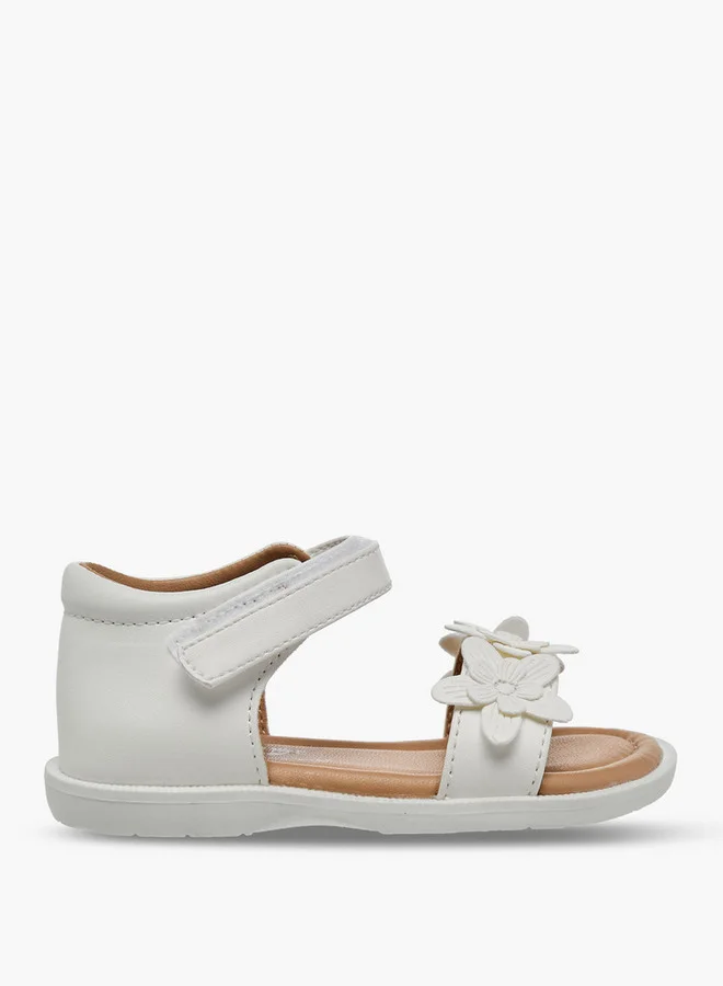 Barefeet Gilrs Floral Accent Hook & Loop Sandals