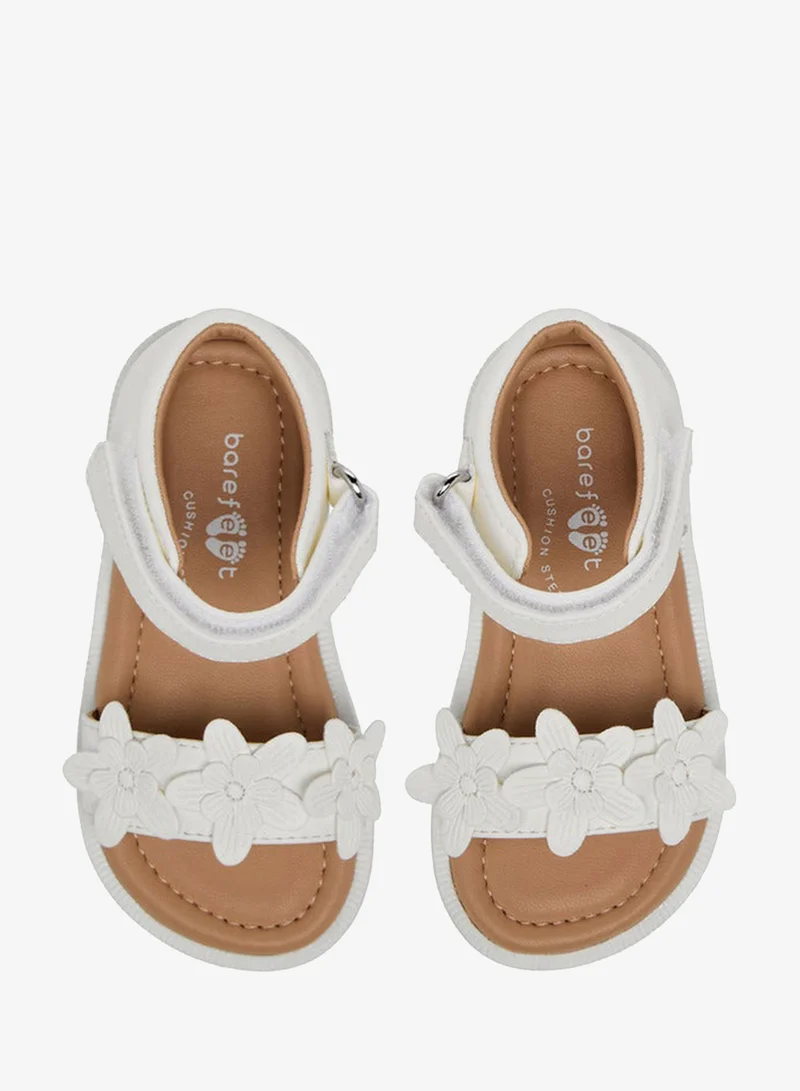 Barefeet Gilrs Floral Accent Hook & Loop Sandals