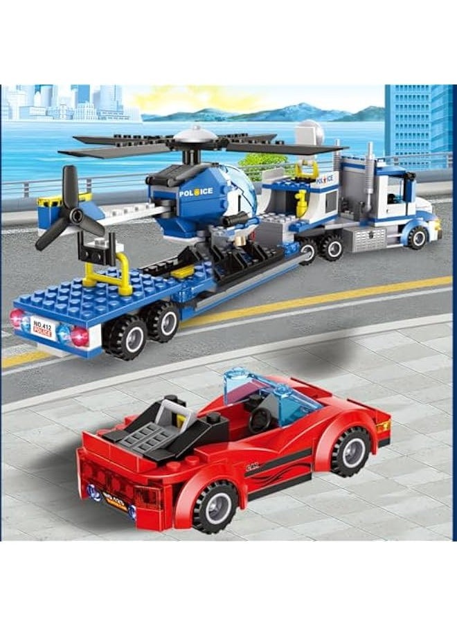 City Police Car Building Sets, 509pcs City Police Sets Toy Building Bricks Kit, Includes Police Trailers, Helicopters, Police Cars, Gifts for Adults and Childrens 