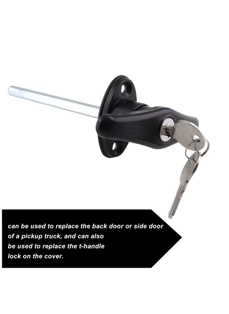 SYOSI Truck Cap Locking T-Handles 1 Pack Camper Topper Locks with Keys, Canopy Replacement Locks Blind Mount Locks for RV Caravan Motorhomes Black  - Image 2