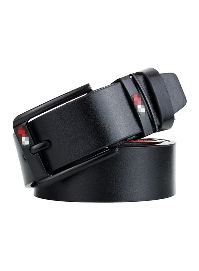 Men's Faux Leather Belt Pin Buckle Belt (Black) - Image 2
