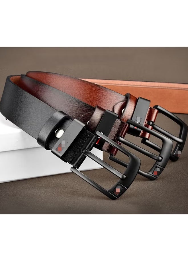 Men's Faux Leather Belt Pin Buckle Belt (Black) - Image 5