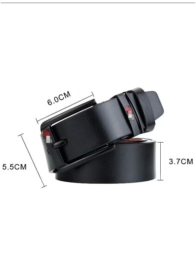 Men's Faux Leather Belt Pin Buckle Belt (Black) - Image 3