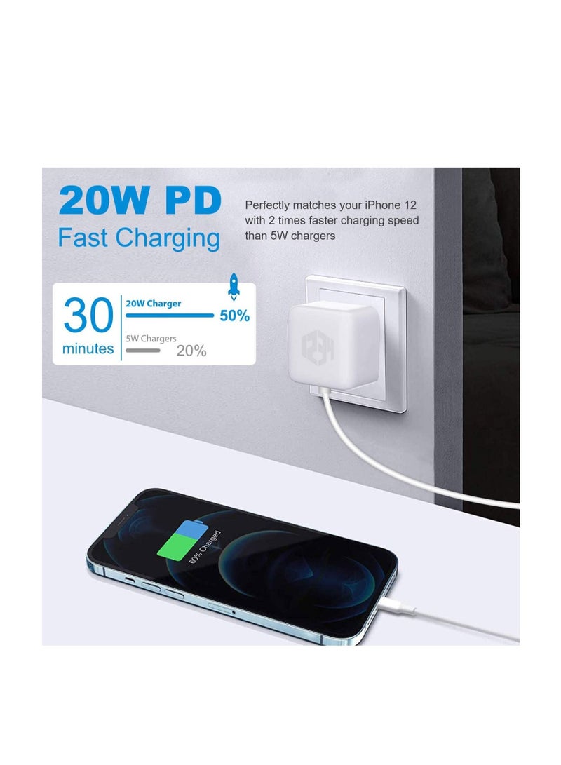 20W Fast Charging Wall Adapter Compatible with Apple iPhone 12 Pro Max/11 Pro Max/SE, iPad, and More  - Image 2