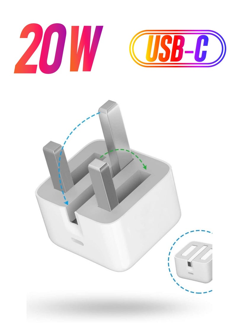 20W Fast Charging Wall Adapter Compatible with Apple iPhone 12 Pro Max/11 Pro Max/SE, iPad, and More  - Image 1