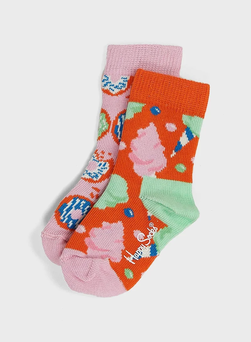 Happy Socks Kids 2 Pack Cotton Candy Crew Socks