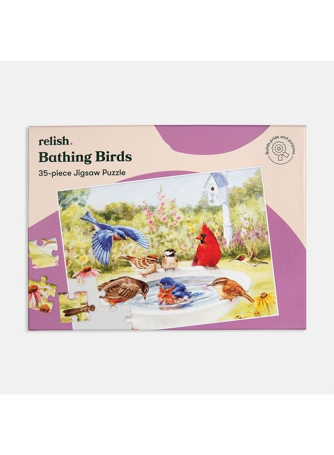 Relish Large Piece Puzzles For Seniors 35 Piece Bathing Birds Jigsaw Puzzle Dementia Products For Elderly - Image 3