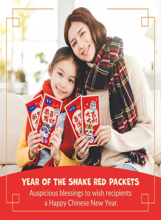 MATICAN Chinese New Year Red Envelopes, 24-Count Chinese Red Packets, Hong Bao with 6 Snake Designs, Gift Money Envelopes, 2025 Year of the Snake - Image 2
