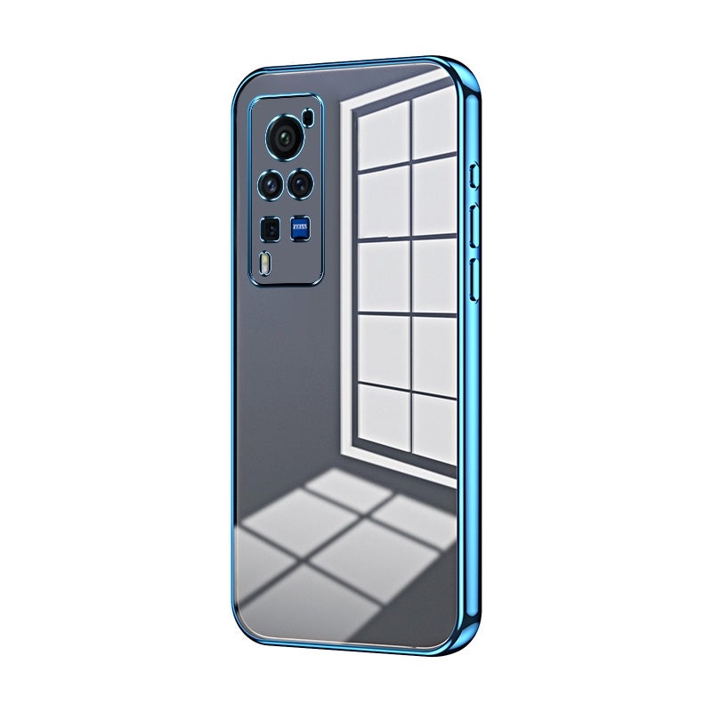 HuHa Case Cover For vivo X60 Pro Transparent Plating Fine Hole Phone Case(Blue) - Image 1