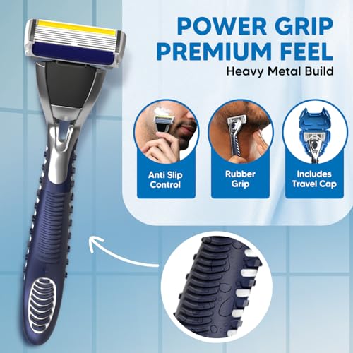 LetsShave Pro 6 Plus Shaving Razor Value Set, 4 Blades 1 Handle + Razor Cap, World's First 6-Blade with Precision Back Blade, Argan Oil & Aloe Vera Infused moisturizing strip, Shaving Kit - Image 5