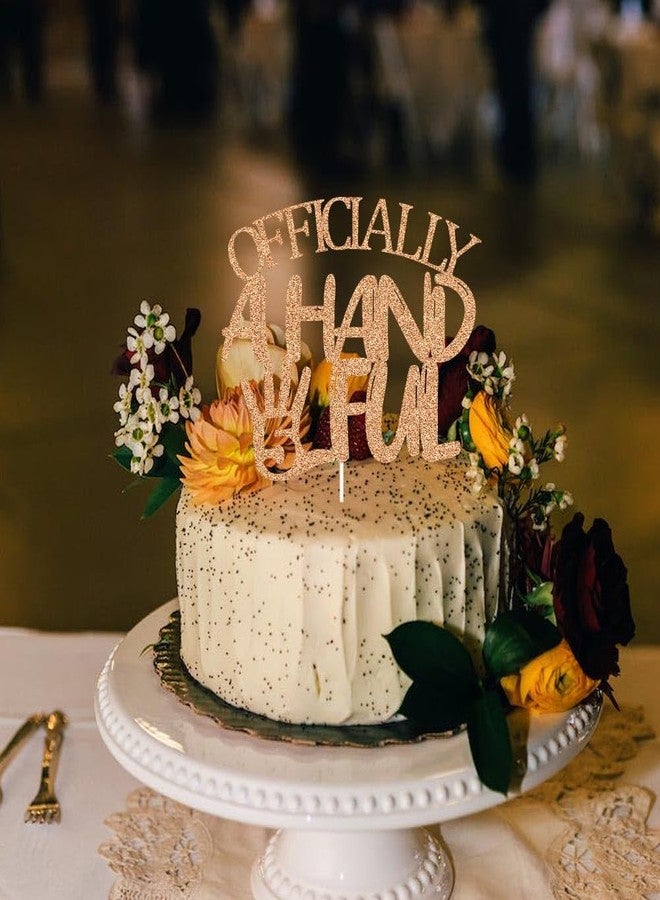 ZLPDS Officially A Handful 5 Cake Topper, High Five, Cheers to 5 Years Old, Happy 5th Birthday Party Decorations Supplies for Boys Girls Rose Gold Glitter - Image 4