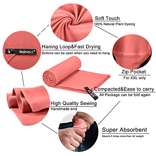 Rainleaf Microfiber Towel Perfect Travel & Gym & Camping Towel. Quick Dry - Super Absorbent - Ultra Compact - Lightweight. Suitable for Trip, Beach, Shower, Backpacking, Pool - Image 3