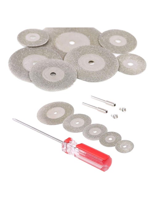 DIY Crafts Pack OF 34 Pcs Design No 1 Assorted Sizes Diamond Cutting Wheel Kit Rotary Tool Cutting Wheels Sets with 2Pcs Mandrel and 1 Screwdri Pack OF 34 Pcs Design No 1