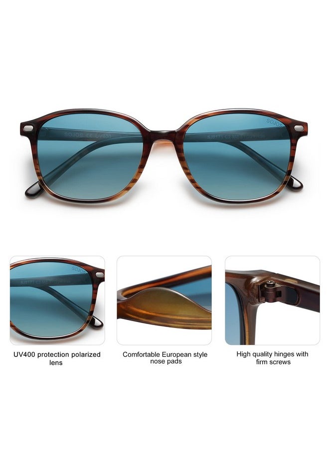 Sojos Square Trendy Tortoise Polarized Sunglasses Women Classic Retro Uv Protection Sunnies Sun Glasses Tortoise Frame Blue Lens Sj2171  - Image 4