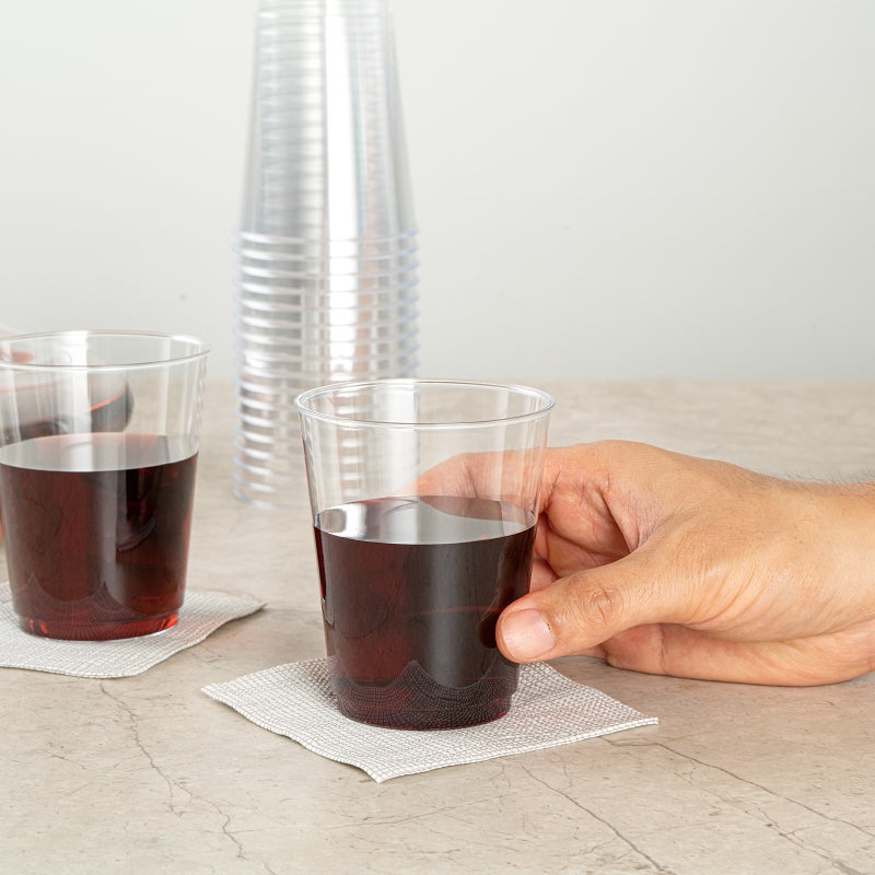Restaurantware-RW Base 10 Ounce Party Cups, 500 Disposable Shot Glasses - With Rolled Rim, Round, Clear Plastic Cocktail Glasses, Serve Vodka, Tequila, Or Whiskey, For Birthdays, Weddings, And More - Image 5