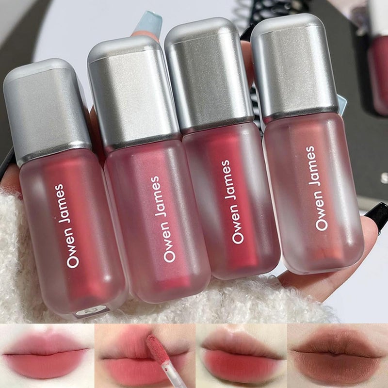 Baorder 4 Colors Matte Liquid Lipstick Set,Velvet Smooth Korean Lip Gloss,Waterproof Non-Stick Cup Long Lasting Lip Clay,Matte Nude Lip Stain Makeup Gift Kit for Women - Image 1