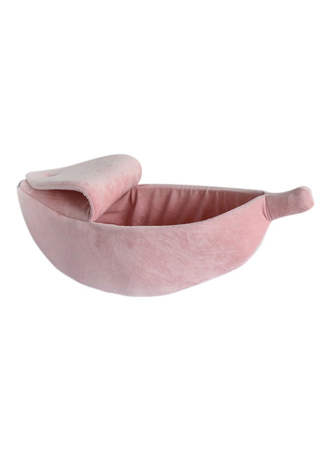 NIBEMINENT Banana Shaped Cushion Kennel Portable Pet Basket Pink - Image 1