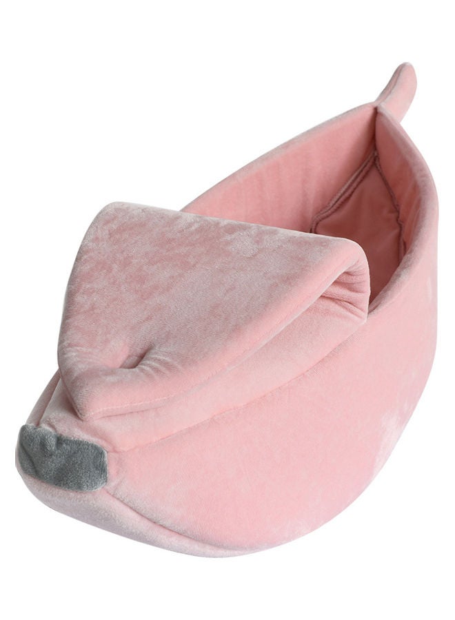 NIBEMINENT Banana Shaped Cushion Kennel Portable Pet Basket Pink - Image 2
