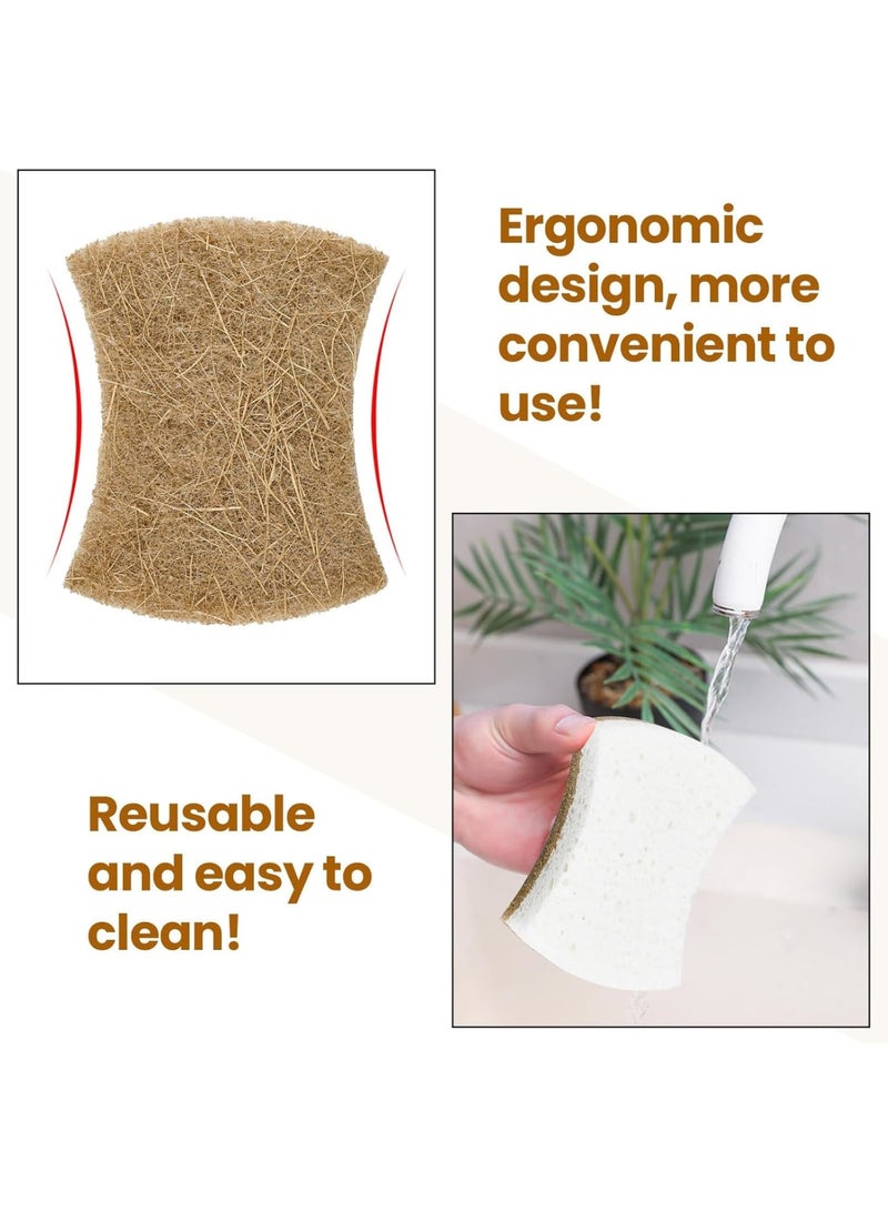 KASTWAVE Natural Sponges for Dishes, Reusable & Biodegradable Sponges for Washing Dishes, Non-Scratch Scrub Sponge Pads Dual-Sided Dishwashing Sponge for Kitchen Bathroom (1, 12 Pack Brown)  - Image 2