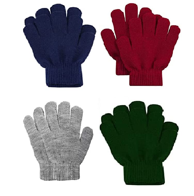 KETKAR Boys|Girls Kids Winter Gloves Pure Woolen Gloves_Pack Of 04(Multicolour,8-9 Years) - Image 1