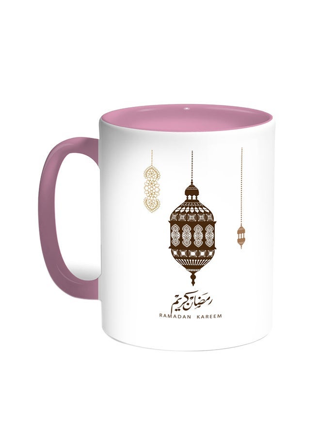 RYN Ramadan Kareem Printed Coffee Mug Pink/White 11ounce