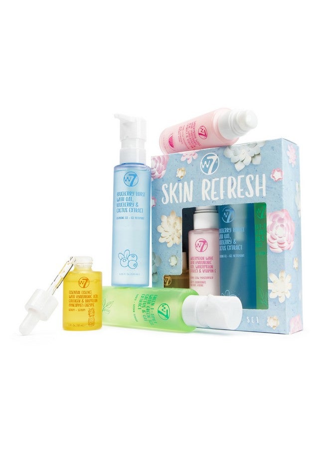 W7 Skin Refresh Essential Skincare Set - 4-Step Daily Routine Gift Set, Contains: Hydrating Cleanser, Soothing Toner, Anti-Ageing Serum and Repairing Moisturizer, Suitable For All Skin Types - Image 1