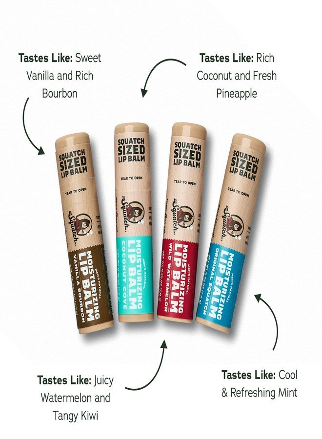 Dr. Squatch Natural Lip Balm for Men - Men’s Lip Care for Dry, Chapped Lips - Coconut Oil, Shea Butter & Beeswax - Original Squatch, Vanilla Bourbon, Coconut Cove, Wild Watermelon (0.25 oz, 4 Pack) - Image 5