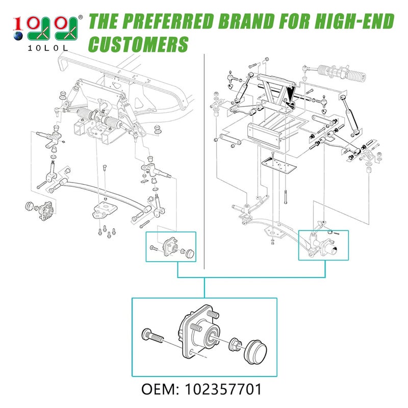 10L0L Golf Cart Front Wheel Hub Assembly 2 PCS for Club Car DS & Precedent 2003-up OEM# 102357701 with Hub Bearing/Oil Seal/Dust Cover - Image 4
