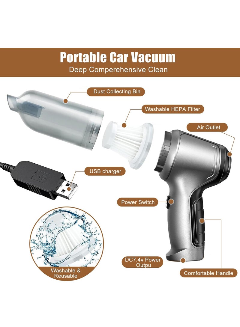 Hihonor Car Vacuum Cleaner - 150000RPM Powerful Handheld Portable Car Vacuum, 3 in 1 Keyboard Wireless Handheld Vacuum with Brushless Motor for Car,Office and Home Cleaning - Image 2