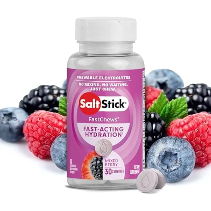 SaltStick Electrolyte FastChews - 60 Mixed Berry Chewable Tablets - Salt Tablets for Running and Hydration, Electrolyte Chews - 60 Count - Image 1