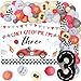 Fangleland Race Car 3rd Birthday Decorations for Boy Cant Catch Me Im Three Racing Theme Birthday Party Supplies Decors with Balloons Garland Arch Kit and Backdrop Poster Vintage Red - Image 3