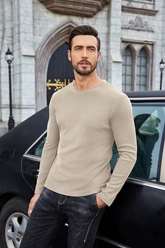 COOFANDY Thermal Shirts for Men Long Sleeve Shirts Casual Lightweight Pullover Sweaters Slim Fit Crewneck Sweatshirt Base Layer Fall Shirts - Image 2