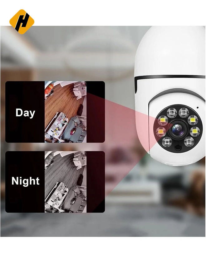 HuHa Bulb Camera 1080P, Night Vision IP Camera, PTZ Camera, 4X Digital Zoom Monitor, Home Security System, WiFi Camera Full Color  - Image 3