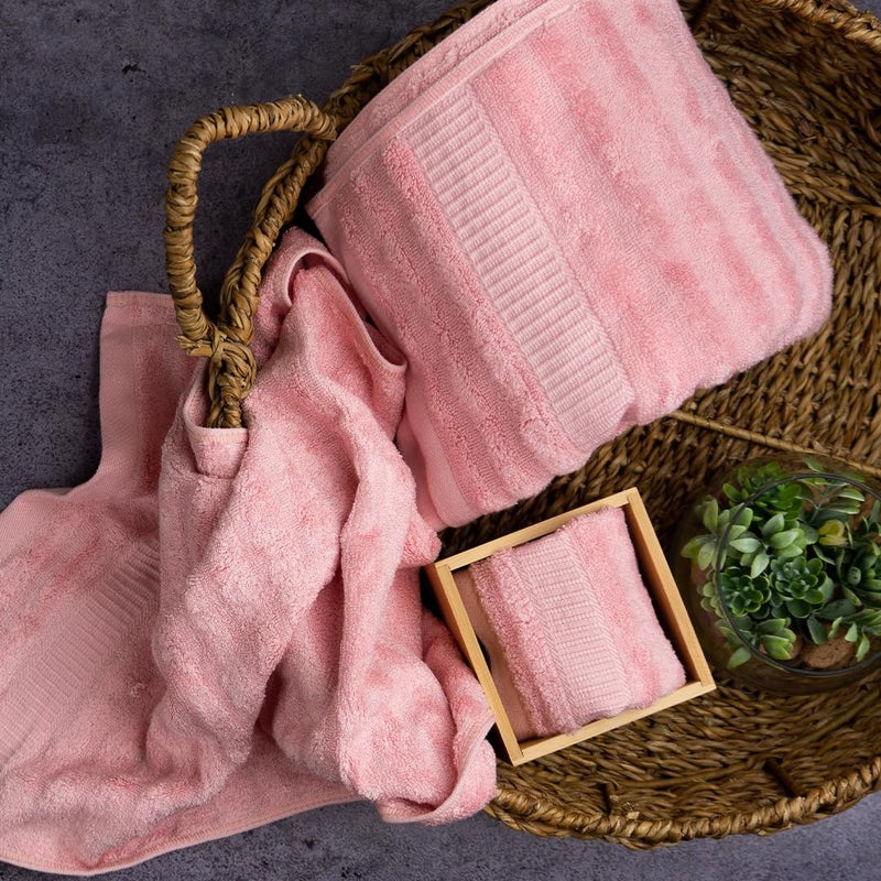 Mush Bamboo 3 PieceTowels Set | Ultra Soft, Absorbent and Antimicrobial 600 GSM (Bath Towel, Hand Towel and Face Towel) Perfect for Daily Use and Gifting (Pink) - Image 4