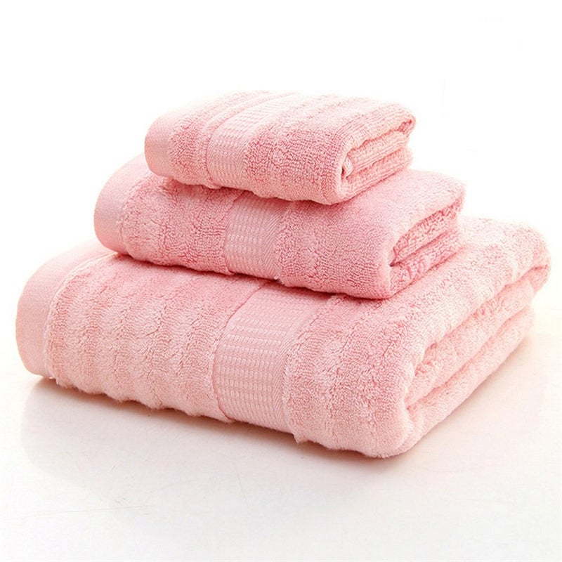Mush Bamboo 3 PieceTowels Set | Ultra Soft, Absorbent and Antimicrobial 600 GSM (Bath Towel, Hand Towel and Face Towel) Perfect for Daily Use and Gifting (Pink) - Image 1