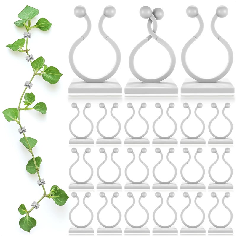 DIMROM 100Pcs Clear Plant Clips for Climbing Plants Indoor - White & Flexible Climbing Plant Wall Clips for Vines - Universal Size Vine Clip Set with Self-Adhesive Mount, Easy Installation and Strong Grip - Image 1
