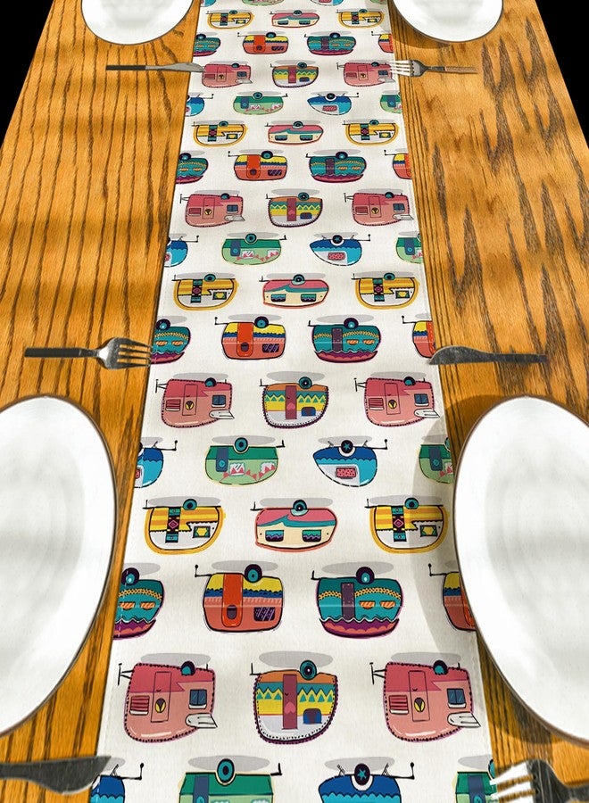 Yarcooly Camping Table Runner Picnic Table Cover Happy Camper Party Decor Camping Party Decorations for Spring Summer - Image 4