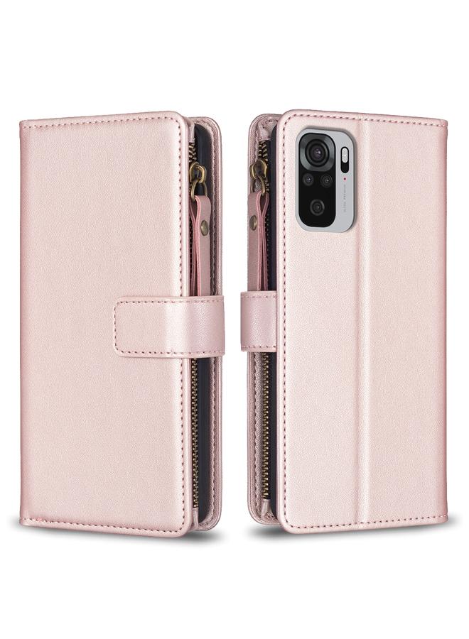 Case For Xiaomi Redmi Note 10 9 Card Slots Zipper Wallet Leather Flip Phone Case