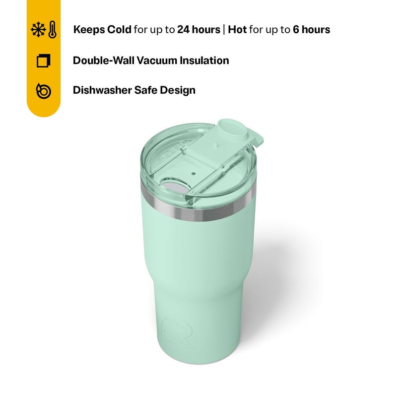 RTIC 20oz Essential Tumbler with Lid, Ceramic Lined, Insulated, Stainless Steel, Metal, Double Wall Vacuum-Insulation, Travel Cup for Iced Coffee, Tea, Hot and Cold Drink, Fresh Mint - Image 3