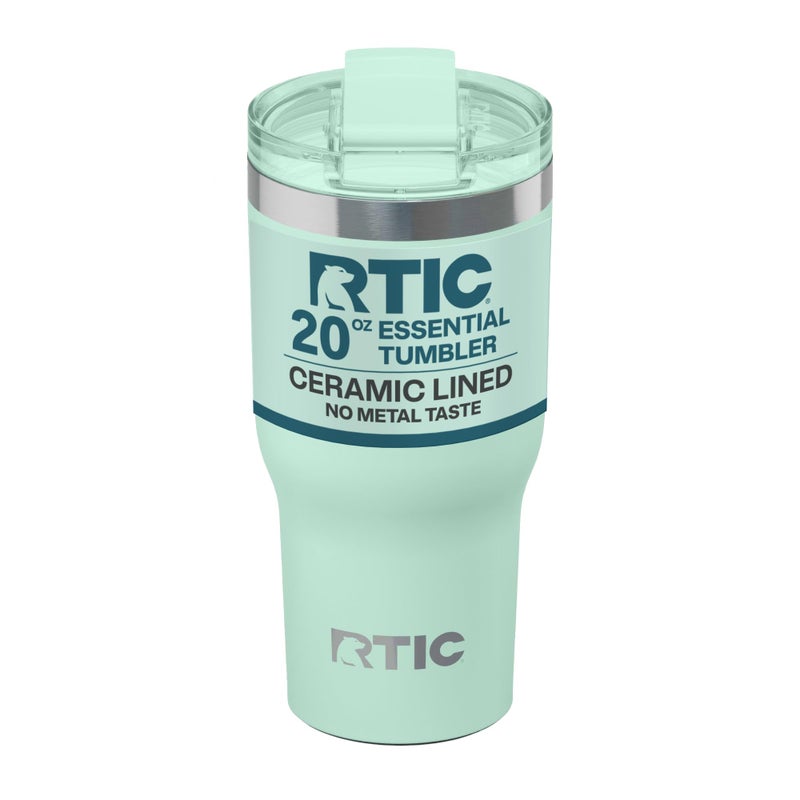 RTIC 20oz Essential Tumbler with Lid, Ceramic Lined, Insulated, Stainless Steel, Metal, Double Wall Vacuum-Insulation, Travel Cup for Iced Coffee, Tea, Hot and Cold Drink, Fresh Mint - Image 1