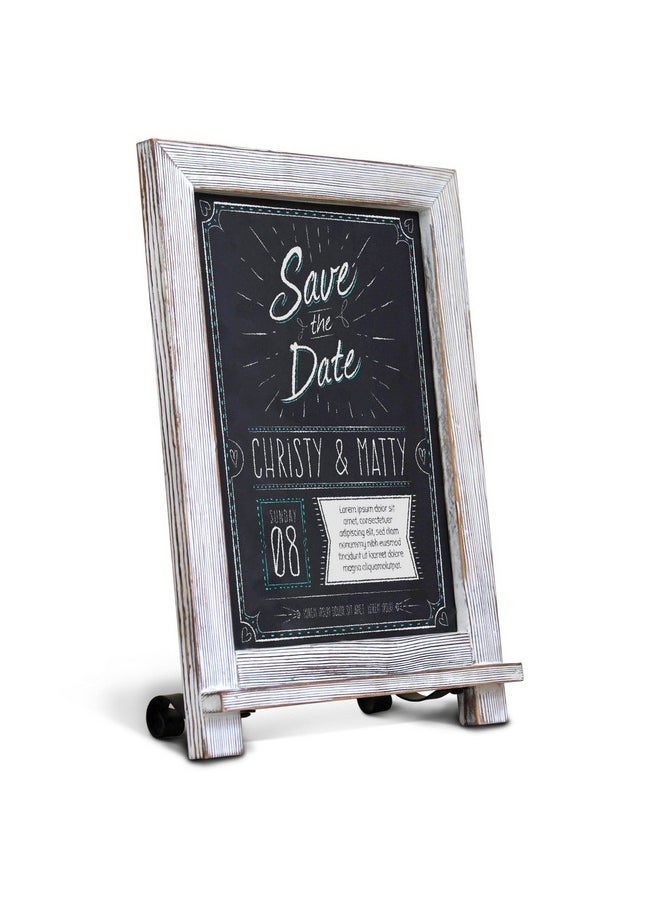 HBCY Creations Rustic Whitewash Tabletop Chalkboard Sign/Hanging Magnetic Wall Chalkboard/Small Countertop Chalkboard Easel/Kitchen Countertop Memo Board / 9.5” X 14” Weddings Birthdays Baby Announcements  - Image 1
