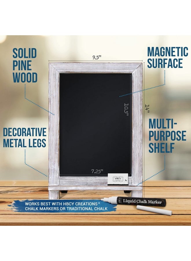 HBCY Creations Rustic Whitewash Tabletop Chalkboard Sign/Hanging Magnetic Wall Chalkboard/Small Countertop Chalkboard Easel/Kitchen Countertop Memo Board / 9.5” X 14” Weddings Birthdays Baby Announcements  - Image 2